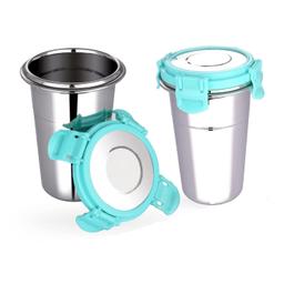 SmartQuick Presents Stainless Steel Tumbler for Traveling, Coffee, Tea, Beer, Milk, Lassi, Butter Milk Glass Tumbler with Airtight Lid Cap (400 ml) Multi color