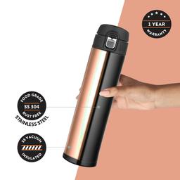 Borosil Hydra Nova Stainless Steel 500 ml Water Bottle | Double Wall Vacuum Insulated | 16 Hours Hot & 18 Hours Cold | Leakproof, BPA Free