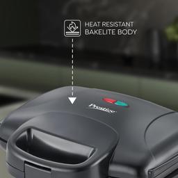 Prestige 800W Sandwich Maker (PGMFD 01)| Black | Heat Resistant Bakelite Body |Non-Stick Coating | Power Indicators | Oil Free Toasting