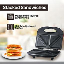 Prestige PSMFB 800 W Sandwich Toaster with sandwich plates|Makes multi-layered sandwiches|Black