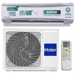 Haier 2 Ton 3 Star HEXA Inverter Split AC (6300 Watts, Copper, 7 in 1 Convertible, Heavy Duty, HD Filter, Frost Self Clean, Cools at 60°C, 20 mtrs Air Throw - HSU24HD-ANW3BN-INV- White)