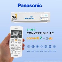 Panasonic 2 Ton 3 Star Wi-Fi Inverter Smart Split AC (Copper Condenser, 7 in 1 Convertible with True AI Mode, PM 0.1 Air Purification Filter, CS/CU-SU24ZKYWA, White)