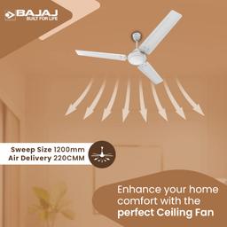 Bajaj Classico 12S1 1200MM (48") Ceiling Fans For Home | BEE Star Rated Energy Efficient Ceiling Fan | ThermaTuff Technology | 100% Copper Motor | High Speed
