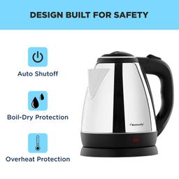 Butterfly EKN 1.5 Litre Stainless Steel Electric Kettle | 1500 W | 360� Swivel Power Base | Auto Shut Off | For Hot Water, Tea, Coffee, Noodles | Dry Boil Protection