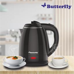 Butterfly Stainless Steel Magnum Cool Touch Electric Kettle 1.2 Litre | 1350 W | Double Layer Cool Touch Body | Auto Shut Off | For Hot Water, Tea, Coffee, Noodles, Soup | Dry Boil Protection | Black