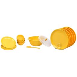 SignoraWare Round Plastic Dinner Set | Set of 23 Pcs | Plastic Dinnerware | BPA Free | Food Grade | Unbreakable | Microwave, Dishwasher Safe | Stylish, Modern, Colourful & Affordable | Parrot Green
