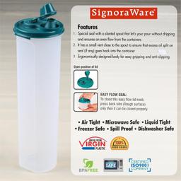 Signoraware Jumbo Easy Flow Plastic Container, 1.1 Litres, Forest Green