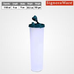 Signoraware Jumbo Easy Flow Plastic Container, 1.1 Litres, Forest Green