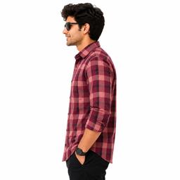 Men Red and Brown Regular Fit Checks Casual Shirt