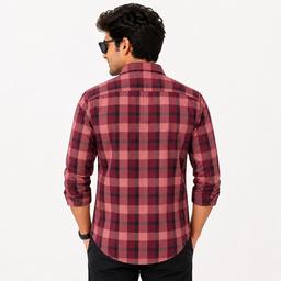 Men Red and Brown Regular Fit Checks Casual Shirt