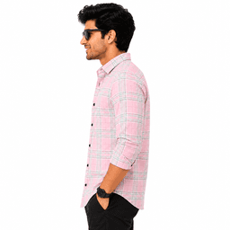 Men Pink Regular Fit Checks Casual Shirt