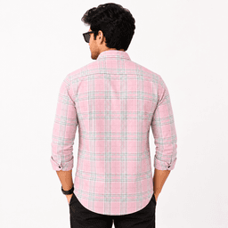 Men Pink Regular Fit Checks Casual Shirt