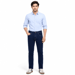 Men Dark Blue Mid Rise Slim Fit Plain Jeans