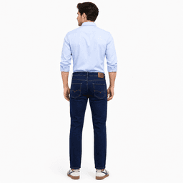 Men Dark Blue Mid Rise Slim Fit Plain Jeans
