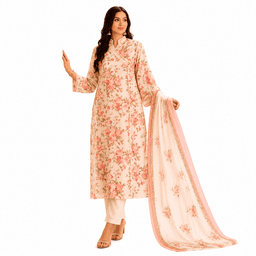 Women Ethnic Motifs Printed Panelled Thread Work Kurta with Trousers & With Dupatta