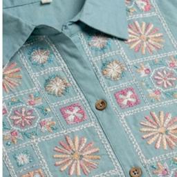 Sea Green Co-Ord Set Featuring an Embroidered Tunic and Matching trousers