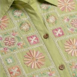 Green Floral Embroidered Shirt or Short Kurta