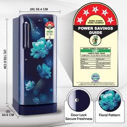 LG 224 L 5 Direct-Cool Smart Inverter Compressor Single-Door Refrigerator (GL-D241ABCU, Blue Charm, Base stand with Drawer,