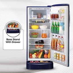 LG 224 L 5 Direct-Cool Smart Inverter Compressor Single-Door Refrigerator (GL-D241ABCU, Blue Charm, Base stand with Drawer,