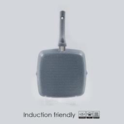 Wonderchef Granite Non-Stick 24cm Grill Pan | Soft-Touch Handles | Virgin Aluminium | PFOA and Heavy Metals Free | 3.5mm Thickness | 1.8 litres | 2 Year Warranty | Grey