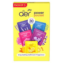 Godrej aer Power Pocket Bathroom Freshener – Assorted Pack of 5 (50g)| Lasts up to 30 days | Germ Protection