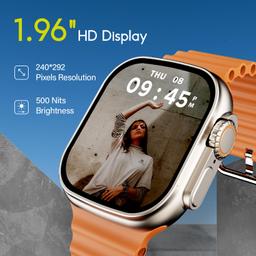 boAt Wave Elevate Smart Watch w/ 1.96" (4.9 cm) Display, BT Calling, Functional Crown, AI Voice Assistant, Built-in Game, HR & SPO2 Monitoring and Stress Monitoring, IP67(Royal Orange)