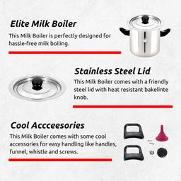 N-DURAA Stainless Steel Milk Boiler Induction Compatible with Whistle Indication | Milk Boiler with Induction Base | Steel Milk Boiler 1Litre