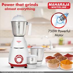 Maharaja Whiteline Neo DLX Mixer Grinder 750 Watt Motor (White)