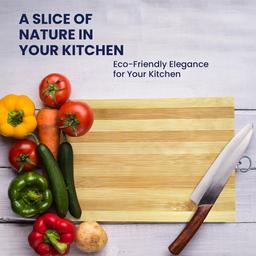 Bamboo Wooden Cutting Board for Slicing & Kitchen Chopping Board & Kai Hocho Kitchen Knife 2 piece Medium Size With Signoraware Vegetable Chopper,