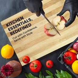 Bamboo Wooden Cutting Board for Slicing & Kitchen Chopping Board & Kai Hocho Kitchen Knife 2 piece Medium Size With Signoraware Vegetable Chopper,