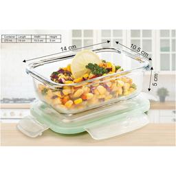 SignoraWare Lock 'N' Store Rectangle High Microwave Oven Borosilicate Safe Glass Container with Air Tight Lid | Multipurpose Jar Box (370ml, Transparent, Food Grade)