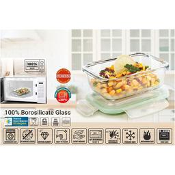 SignoraWare Lock 'N' Store Rectangle High Microwave Oven Borosilicate Safe Glass Container with Air Tight Lid | Multipurpose Jar Box (370ml, Transparent, Food Grade)