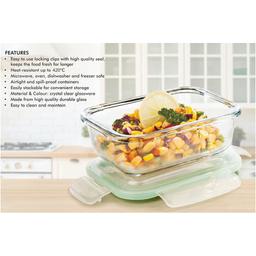 SignoraWare Lock 'N' Store Rectangle High Microwave Oven Borosilicate Safe Glass Container with Air Tight Lid | Multipurpose Jar Box (370ml, Transparent, Food Grade)