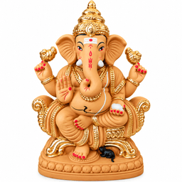 CLAY GANESHA, 100% ECO-FRIENDLY CLAY GANESHA IDOL,Size: 1.5 Foot