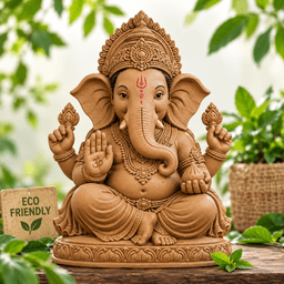 CLAY GANESHA, 100% ECO-FRIENDLY CLAY GANESHA IDOL,Size: 1.5 Foot