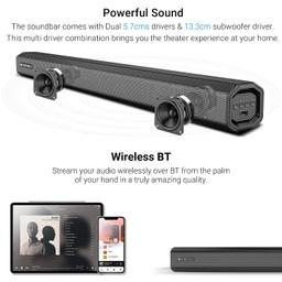 Zebronics ZEB-JUKE BAR 3900 Wireless Bluetooth Soundbar With Subwoofer Supporting Wall Mount,(80 Watt, 2.1 Channel)