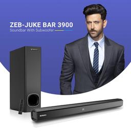 Zebronics ZEB-JUKE BAR 3900 Wireless Bluetooth Soundbar With Subwoofer Supporting Wall Mount,(80 Watt, 2.1 Channel)