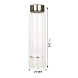 SignoraWare Element Borosilicate Glass Water Bottle with Screw Cap | Leak Proof Transparent (550ml, Set of 1, Clear)