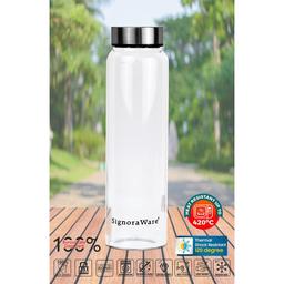 SignoraWare Element Borosilicate Glass Water Bottle with Screw Cap | Leak Proof Transparent (550ml, Set of 1, Clear)