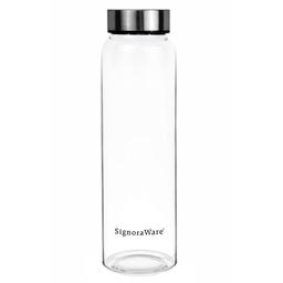 SignoraWare Element Borosilicate Glass Water Bottle with Screw Cap | Leak Proof Transparent (550ml, Set of 1, Clear)