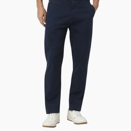 Men Slim Fit Navy Blue Cotton Blend Trousers