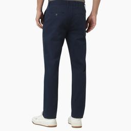 Men Slim Fit Navy Blue Cotton Blend Trousers