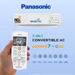 Panasonic 1 Ton 3 Star Wi-Fi Inverter Smart Split AC (Copper Condenser, 7 in 1 Convertible with True AI Mode, PM 0.1 Air Purification Filter, CS/CU-SU12ZKYWA, White)