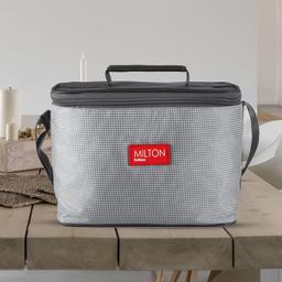 MILTON Delicious Lunch Box with Insulated Fabric Jacket, 3 Stainless Steel Containers 210 ml, 340 ml, 500 ml &Tumbler 380 ml, Leak-Proof Tiffin for Office, College, Picnic, Grey