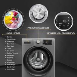 Whirlpool 9 Kg Ozone Technology 5 Star Inverter Front Load Fully Automatic Washing Machine with In-Built Heater (XO9012BYM52E, Midnight Grey, 100+ Tough Stains, 1200 RPM, 2024 Model)